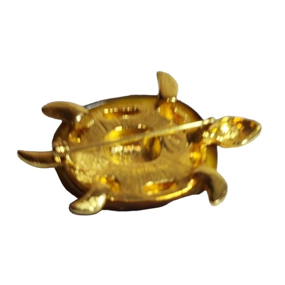 Vintage Liz Claiborne Gold Tone Turtle Brooch Pin - Picture 8 of 11